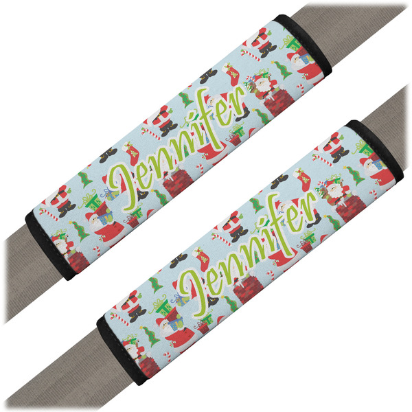 Custom Santa and Presents Seat Belt Covers (Set of 2) (Personalized)