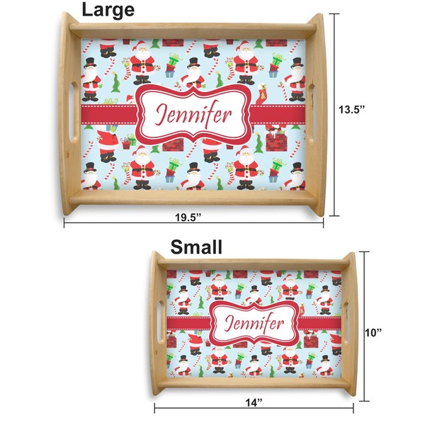 Santas w/ Presents Serving Tray Wood Sizes