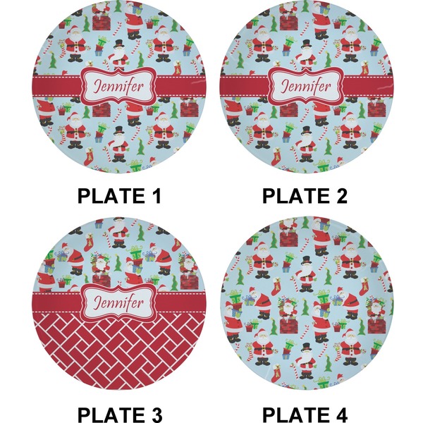 Santas w/ Presents Set of Appetizer / Dessert Plates (Approval)