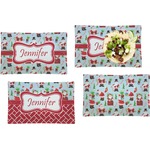 Santa and Presents Set of 4 Glass Rectangular Lunch / Dinner Plate w/ Name or Text