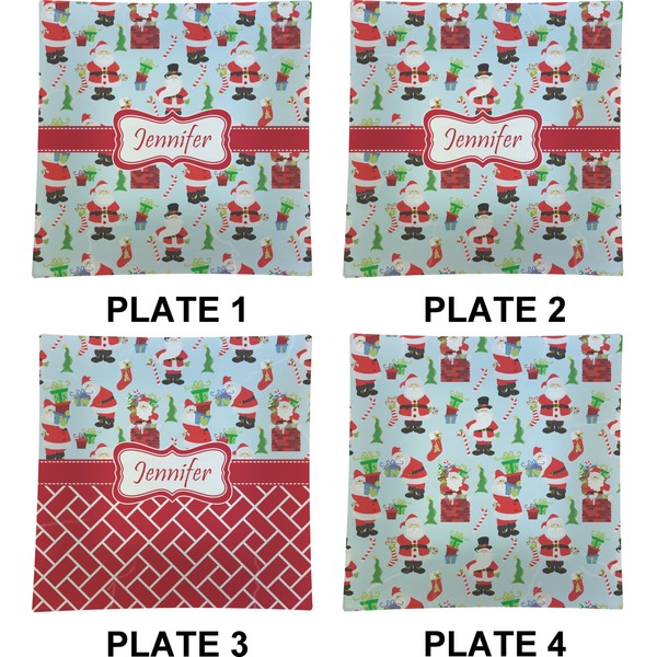 Santas w/ Presents Set of Square Dinner Plates (Approval)