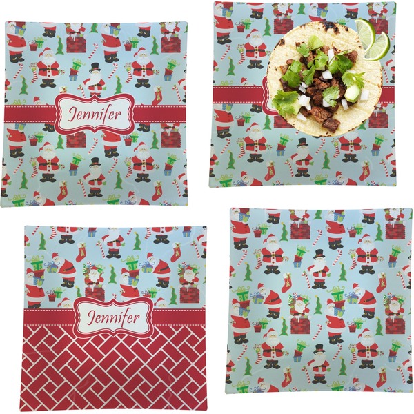 Santas w/ Presents Set of Square Dinner Plates