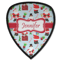 Santa and Presents Iron on Shield Patch A w/ Name or Text