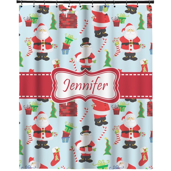 Custom Santa and Presents Extra Long Shower Curtain - 70"x84" w/ Name or Text