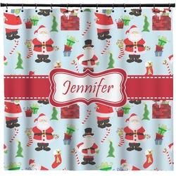 Santa and Presents Shower Curtain - Custom Size w/ Name or Text