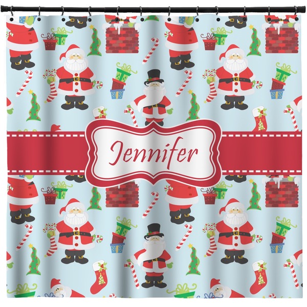 Custom Santa and Presents Shower Curtain - Custom Size w/ Name or Text
