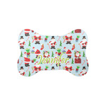 Santa and Presents Bone Shaped Dog Food Mat (Small) (Personalized)