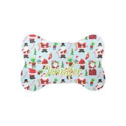 Santa and Presents Bone Shaped Dog Food Mat (Small) (Personalized)