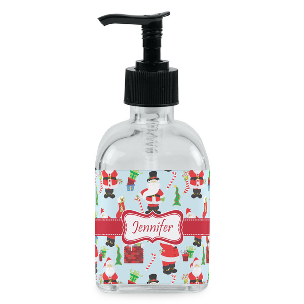 Custom Santa and Presents Glass Soap & Lotion Bottle - Single Bottle (Personalized)