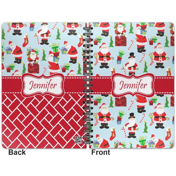 Santas w/ Presents Spiral Journal 7 x 10 - Apvl