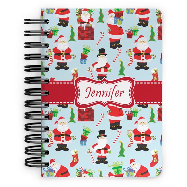 Custom Santa and Presents Spiral Notebook - 5x7 w/ Name or Text