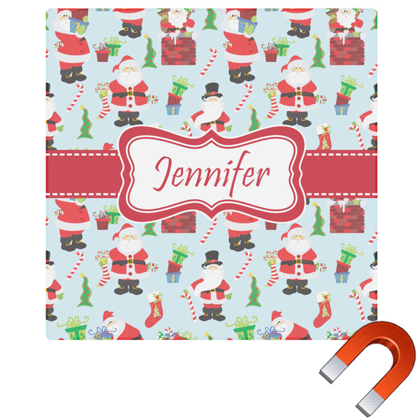 Custom Santa and Presents Square Car Magnet - 6" w/ Name or Text