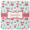 Santa and Presents Square Rubber Backed Coaster w/ Name or Text