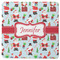 Santa and Presents Square Rubber Backed Coaster w/ Name or Text
