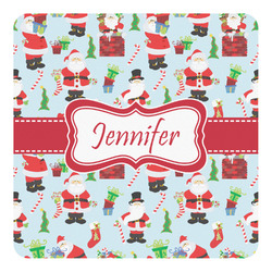 Santa and Presents Square Decal (Personalized)