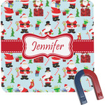 Santa and Presents Square Fridge Magnet w/ Name or Text
