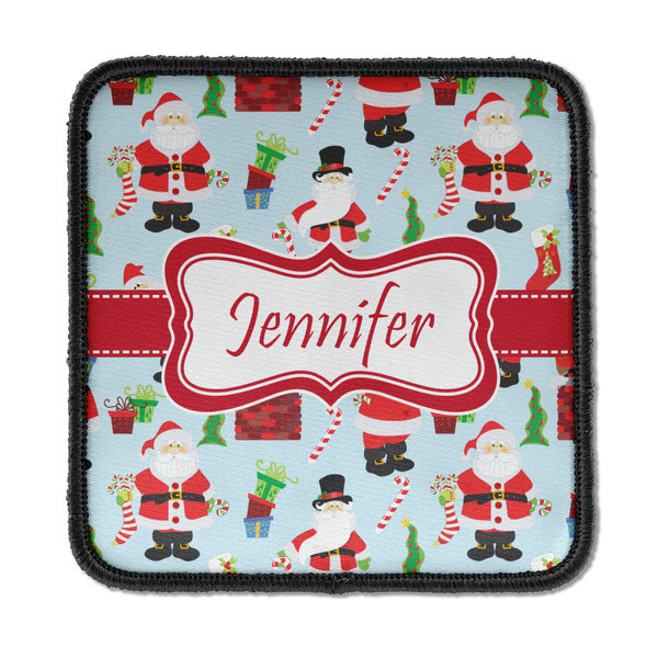 Custom Santa and Presents Iron On Square Patch w/ Name or Text