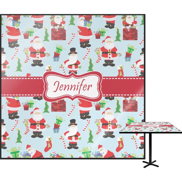 Custom Santa and Presents Square Table Top - 24" w/ Name or Text