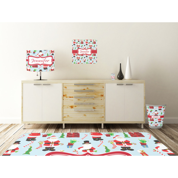 Santas w/ Presents Square Wall Decal Wooden Desk