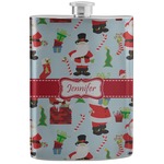 Santa and Presents Stainless Steel Flask w/ Name or Text