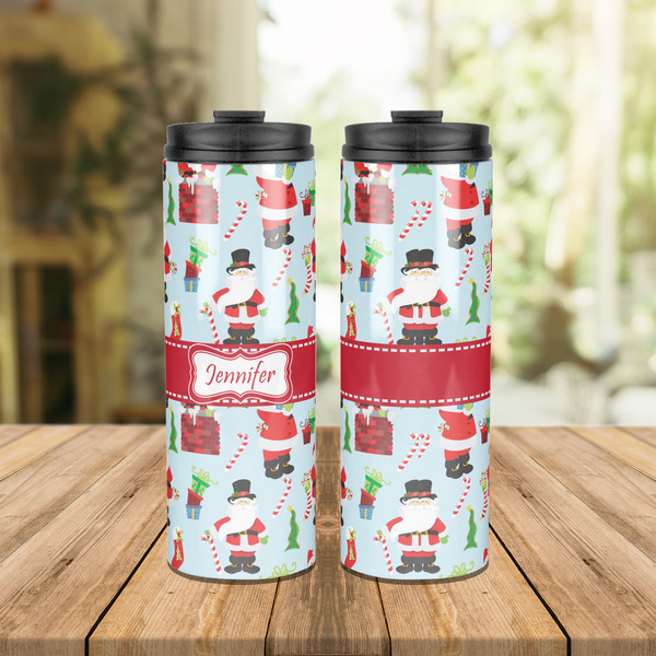 Santas w/ Presents Stainless Steel Tumbler - Lifestyle