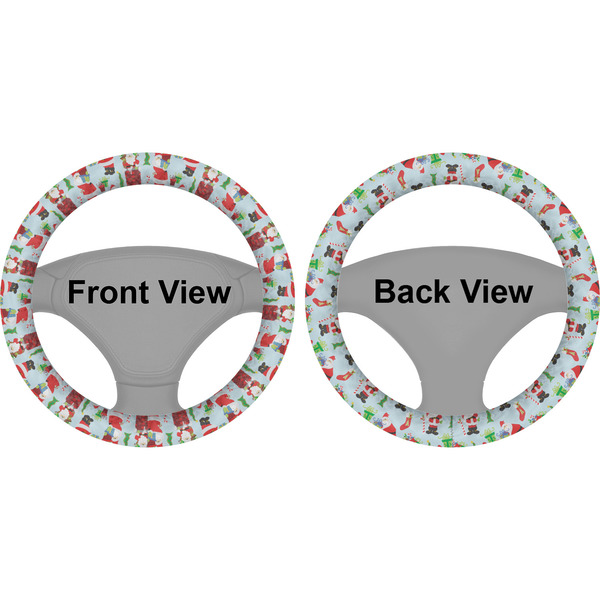 Santas w/ Presents Steering Wheel Cover- Front and Back