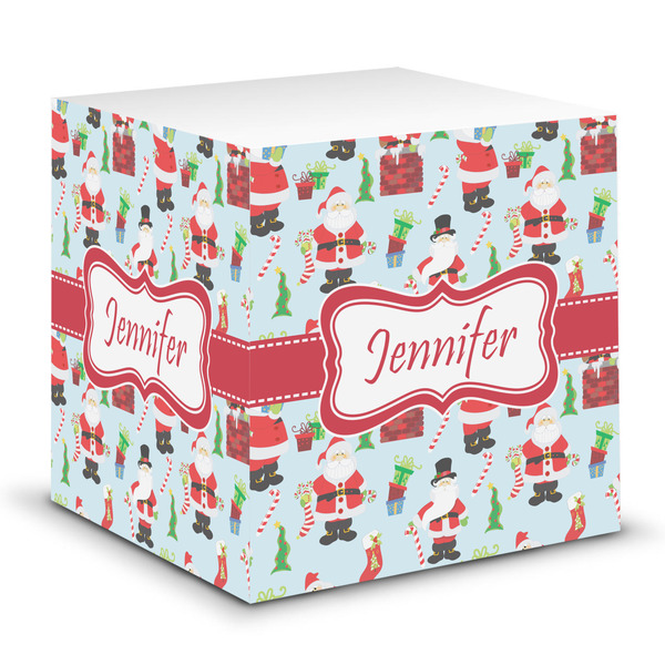 Custom Santa and Presents Sticky Note Cube w/ Name or Text