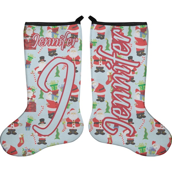 Custom Santa and Presents Holiday Stocking - Double-Sided - Neoprene (Personalized)
