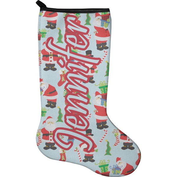 Custom Santa and Presents Holiday Stocking - Neoprene (Personalized)