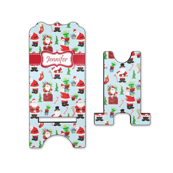 Santas w/ Presents Stylized Phone Stand - Front & Back - Small