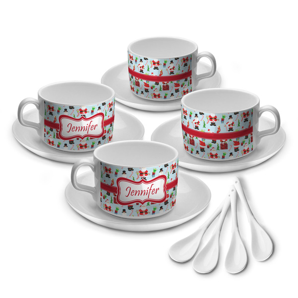 Santas w/ Presents Tea Cup - Set of 4