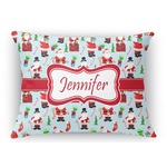 Santa and Presents Rectangular Throw Pillow Case (Personalized)