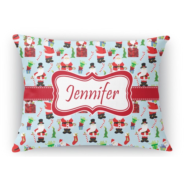 Custom Santa and Presents Rectangular Throw Pillow Case (Personalized)