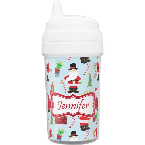 Custom Santa and Presents Toddler Sippy Cup (Personalized)