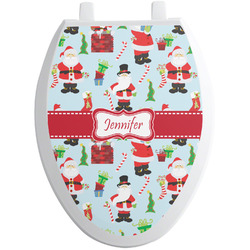 Santa and Presents Toilet Seat Decal - Elongated (Personalized)