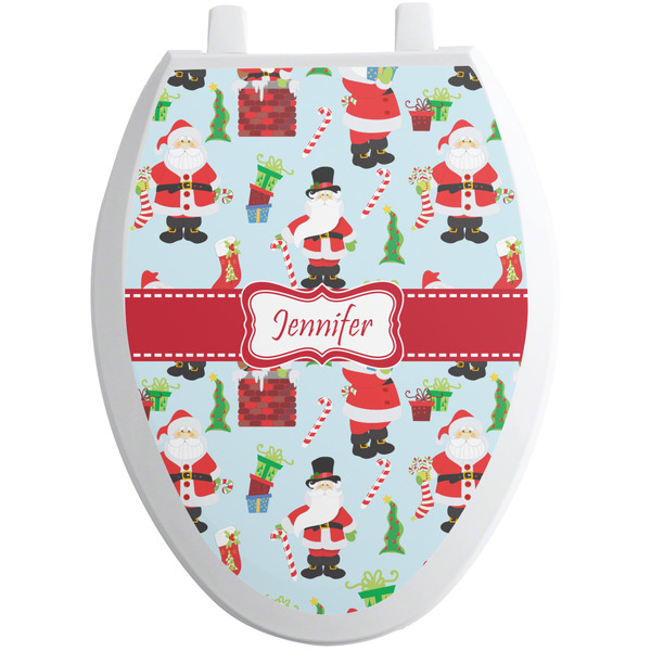 Custom Santa and Presents Toilet Seat Decal - Elongated (Personalized)
