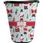 Santa and Presents Waste Basket - Double Sided (Black) w/ Name or Text