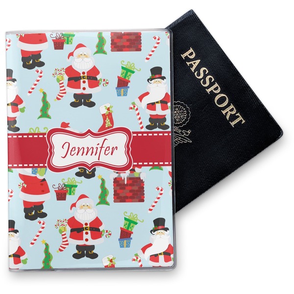 Custom Santa and Presents Vinyl Passport Holder w/ Name or Text