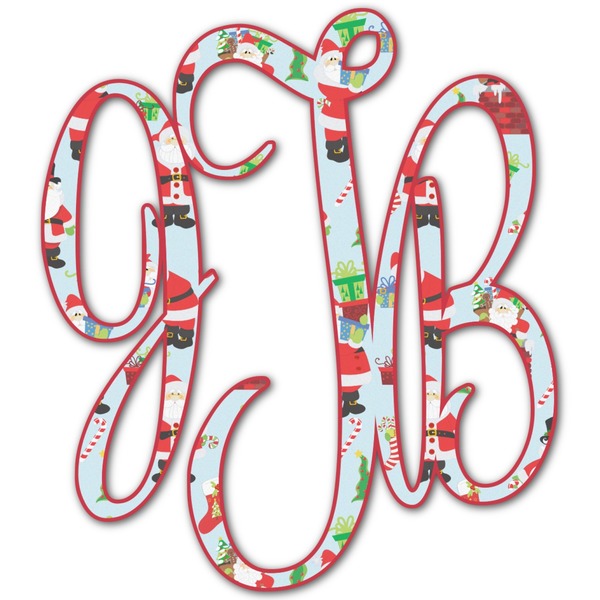 Custom Santa and Presents Monogram Decal - Small (Personalized)