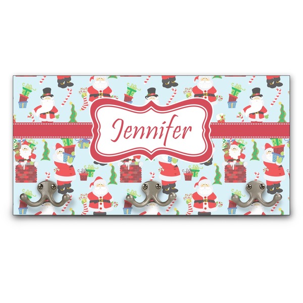 Custom Santa and Presents Wall Mounted Coat Rack w/ Name or Text