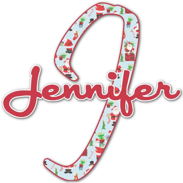 Custom Santa and Presents Name & Initial Decal - Up to 12"x12" (Personalized)