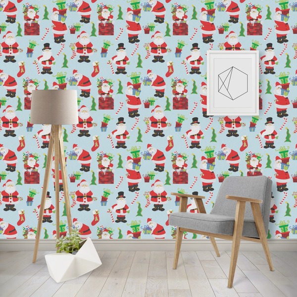 Custom Santa and Presents Wallpaper & Surface Covering (Water Activated - Removable)