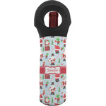 Santa and Presents Wine Tote Bag w/ Name or Text