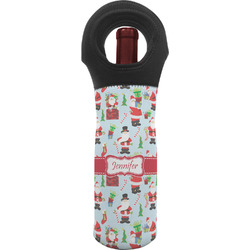 Santa and Presents Wine Tote Bag w/ Name or Text