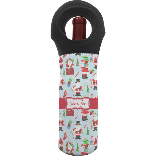 Custom Santa and Presents Wine Tote Bag w/ Name or Text