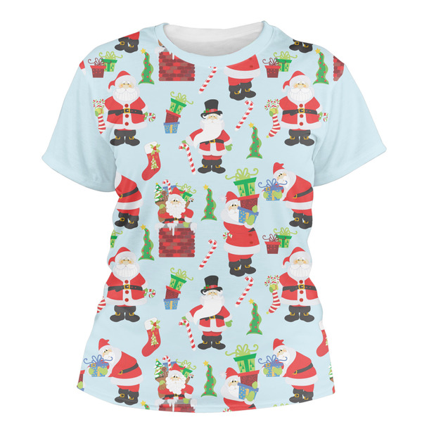 Custom Santa and Presents Women's Crew T-Shirt - 2X Large