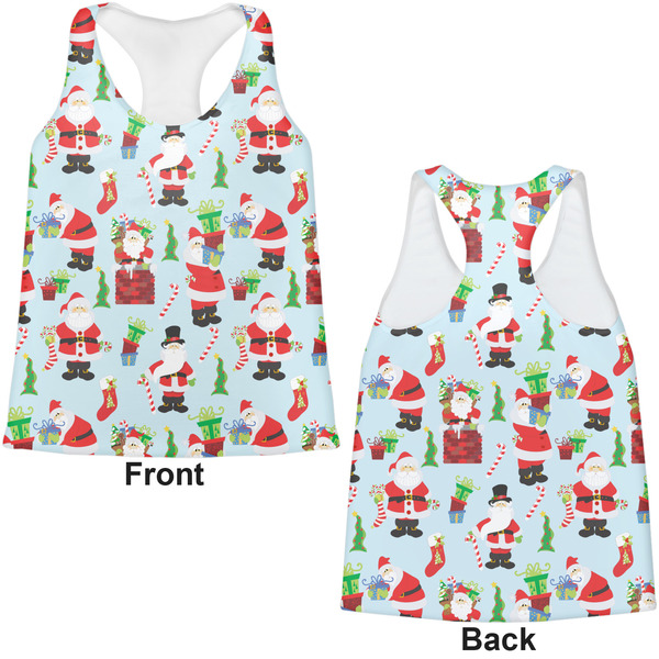 Santas w/ Presents Womens Racerback Tank Tops - Medium - Front and Back