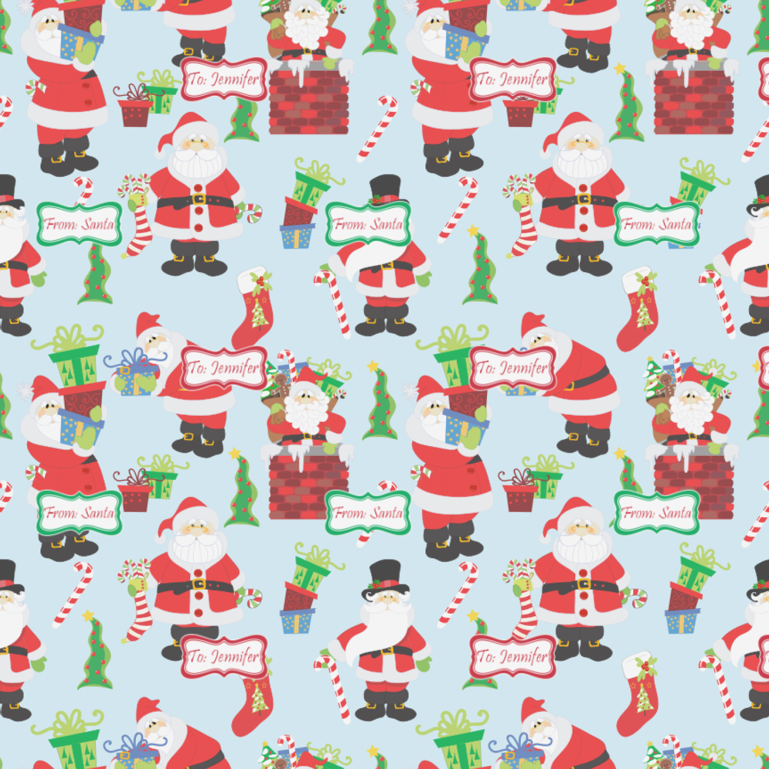 Santas w/ Presents Wrapping Paper (Personalized) YouCustomizeIt