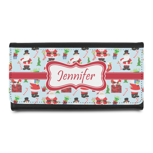 Custom Santa and Presents Leatherette Ladies Wallet w/ Name or Text