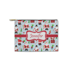 Santa and Presents Zipper Pouch - Small - 8.5"x6" w/ Name or Text
